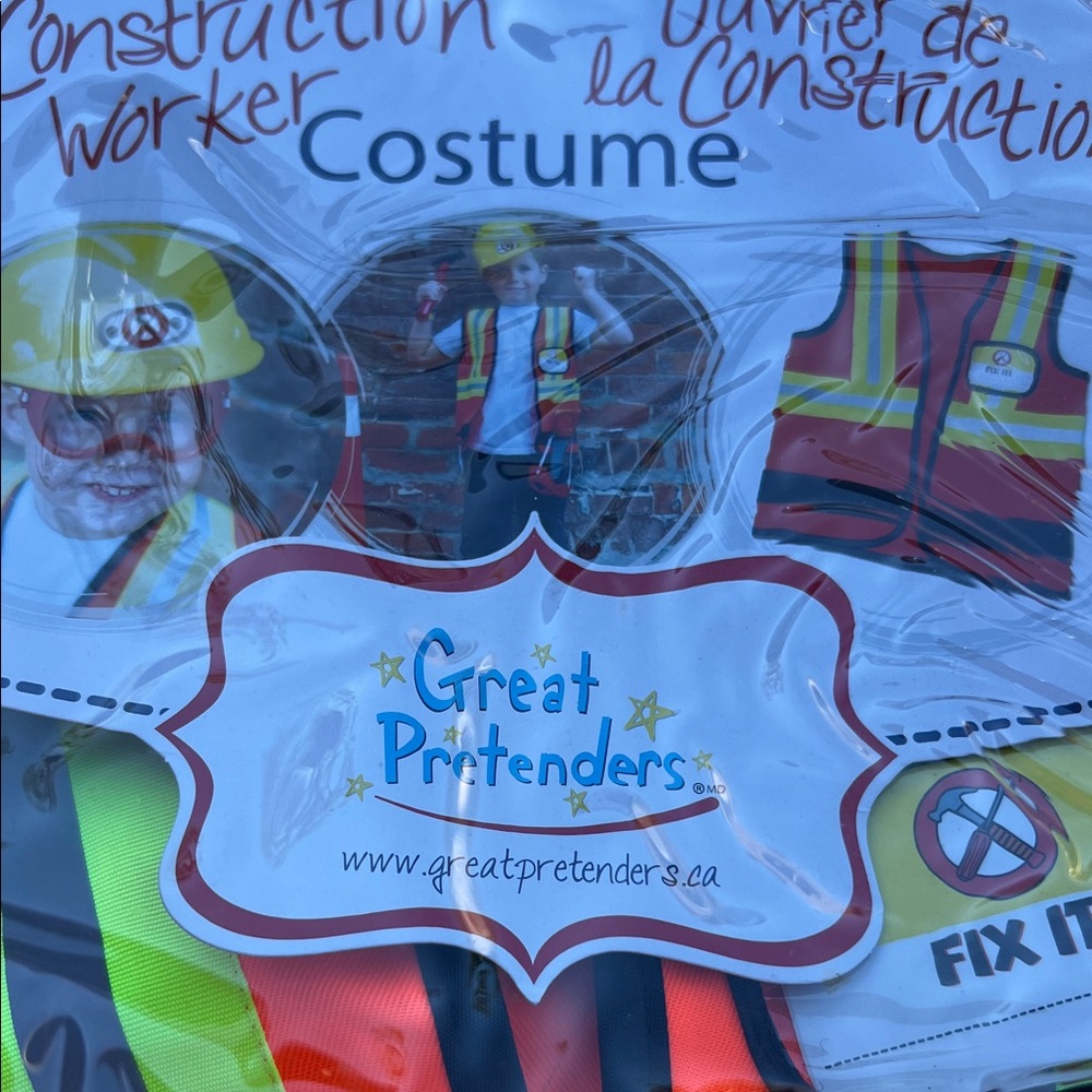 Kids Construction Worker Costume Set - Yellow and Orange - Picture 2 of 6